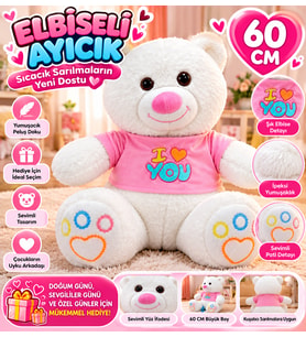 Elbiseli Peluş Ayıcık 60 CM I Love You Teddy Bear Yumuşak Sevimli Sarılmalık Oyuncak