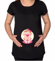 BK Gift Kız Bebek Tasarımlı Siyah Hamile Tişört-2