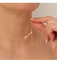 Kişiye Özel Tasarım El Yazısı İsim Sallantılı Harf Kolye 925K Gümüş (Gold)