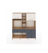 Hyperion Dolap 11 Raflı 6 Çekmeceli 4 Kapaklı 220x44x243 Çam-Aytaşı/Antrasit
