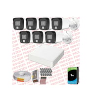 Provzen Hikvision 7 Kamera Hibrit ColorVu Full HD Güvenlik Kamera Olay Anında bildirim
