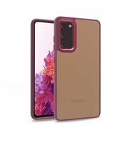 Samsung Galaxy S20 FE Kılıf Kamera Nikelaj Kenar Renkli Kapak (Kırmızı)