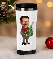 BK Gift Kişiye Özel Erkek Yılbaşı Karikatürlü Çelik Termos Bardak - 13, Yılbaşı Hediyesi, Yeni Yıl Hediyesi