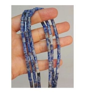 Bileklik Boy Sodalit Taşı Silindir Kesim 4x12.5mm Yarım Dizi (49378) (18CM UZUNLUĞUNDADIR)