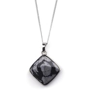 Karlı Obsidyen Doğal Taş Piramit Model Kolye