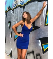 Askılı Sandy Mini Saks Mavi Elbise
