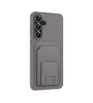 Samsung Galaxy S25 FE Kılıf Kartlıklı ve Deri Dokulu Şık ApexWallet Premium Kapak RYC/Bikart (Gri)