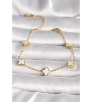 Tegan 316L Çelik Gold Renk Baby Boy Yonca Model Kadın Bileklik TG27BB6640 (Çok Renkli)
