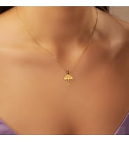 Kişiye Özel 925 Ayar Gümüş Minimal Şemsiye Figürlü Kolye (Gold)