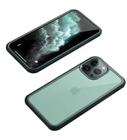iPhone 12 Pro Max Kılıf Dor Silikon 360 Temperli Cam Kapak (Yeşil)