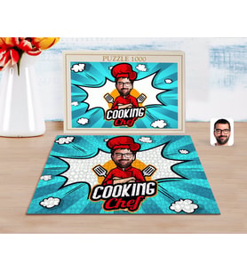 BK Gift Kişiye Özel Erkek Chef Karikatürlü 1000 Parça Profesyonel Puzzle-11