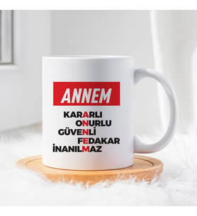 Anneler Gününe Özel Hediye Seramik Beyaz Kupa Bardak  1 Adet
