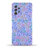 Samsung Galaxy A73 Uyumlu Lansman Kılıf Hello Kitty Tasarımlı İçi Kadife Kapak-Lila (Şeffaf)