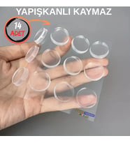 Mobilya Dolap Kapağı Ses Önleyici Cam Kesme Tahtası Ayağı Şeffaf Yapışkanlı Stoper Ayak 14 Adet