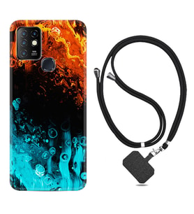 INFINIX Hot 8 9 10 11S Hot 10 Play 10T Kılıf Boyun Askılı Silikon Orange Blue Color 1665