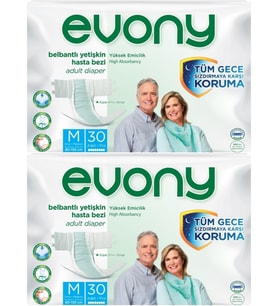 Evony Hasta Bezi Yetişkin Bel Bantlı Tekstil Yüzey M-Orta 60 Adet (2PK*30)