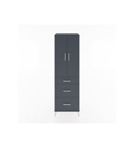 Hyperion Dolap Tek Raflı 3 Çekmeceli Tek Askılı 60x44x195 Antrasit-Antrasit