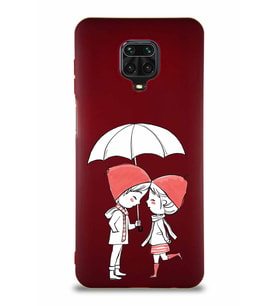 Xiaomi Redmi Note 9S Soft Premier Kapak Aşk Tasarımlı Silikon Kılıf - Mürdüm (Şeffaf)