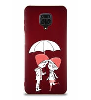 Xiaomi Redmi Note 9S Soft Premier Kapak Aşk Tasarımlı Silikon Kılıf - Mürdüm (Şeffaf)