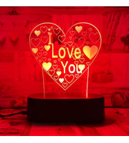 I Love You Temalı Pleksi Gece Lambası (Siyah)