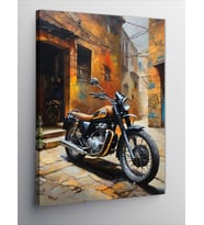 Kanvas Tablo Retro Turuncu Motosiklet