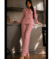 Night Kadın Düğmeli Gömlek Yaka Ev Giyimi Pijama Takımı