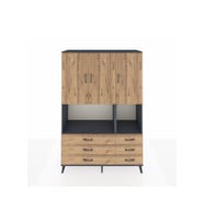 Hyperion Gardrop 6 Raflı 6 Çekmeceli 3 Kapaklı 132x44x195 Antrasit-Çam