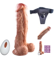 Trumpet 19 Cm Özel Sıvı Silikon 20 Modlu Titreşimli Kumandalı Şarj Edilebilir Kemerli Penis