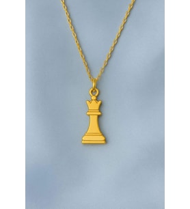 Kişiye Özel Satranç Taşı Vezir Kolye Kraliçe Sembolü 925K Gümüş (Gold)