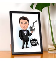Kişiye Özel Ses Sanatçısı Erkek Karikatürlü Resim Çerçevesi