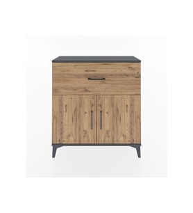Arges Şifonyer Tek Raflı Tek Çekmeceli 2 Kapaklı 88x30x96 Antrasit-Çam