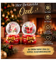 2 li Noel Baba Fiyonk Temalı 2027 Yeni Yıl Yılbaşı Işıklı Kar Küresi Çiftli Set Yılbaşı Hediyesi 6CM