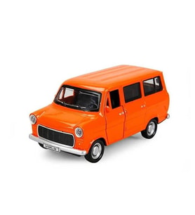 Nostaljik Metal Çek Bırak Ford Sesli ve Işıklı Minibüs Turuncu ( 1/36 Ölçek )