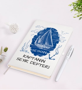 BK Gift Kişiye Özel İsimli Beyaz Seyir Defteri ve Kalem Seti-2