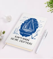 BK Gift Kişiye Özel İsimli Beyaz Seyir Defteri ve Kalem Seti-2