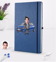 BK Gift Kişiye Özel Plakalı Erkek Volkswagen Polo Karikatürlü Lacivert Termo Deri Defter 16x24cm Model 1