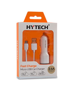 Hytech HY-X42 3.4A Hızlı Şarj Micro USB Kablolu 2 USB Beyaz Araç Şarj Cihazı