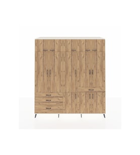 Kronos Dolap 8 Raflı 4 Çekmeceli 3 Askılı 220x59x243 Aytaşı-Çam/Çam