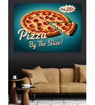 Dilim Dilim Pizza Reklam Afişi Dekoratif Kanvas - Mdf Ahşap Tablo