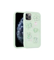 Apple iPhone 11 Pro Max Uyumlu Kılıf Kabartma Figürlü Parlak Zore Toys Silikon Kapak (Açık Yeşil)