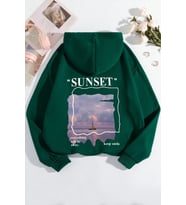 Unisex Sunset Baskılı Sweatshirt (Yeşil)