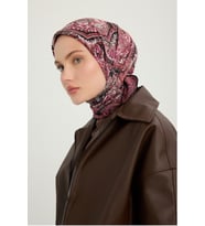 Schaless Ebedi Saraylar - Kahve - Vierra Desenli Viskon Eşarp - 90x90 Cm (Pudra)