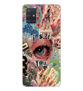 Samsung Galaxy A51 Uyumlu Aesthetic Kolaj Desenli Şeffaf Telefon Kılıfı