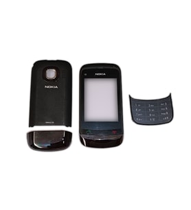Nokia C2-02 Kapak Nokia C2-02 uyumlu Siyah ön Kapak Arka Kapak Tuş Takımı