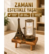 Ahşap Gövdeli Dekoratif Kum Saati – Masa Üstü El Sanatı Aksesuarı