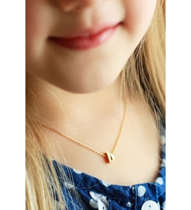 925 Ayar Gümüş Gold Mini Üç Boyutlu B Harfi Kolye