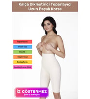 Kaymaz Yüksek Bel İnceltici Terlemeyi Önleyen Destekli İz Göstermeyen Uzun Paçalı Toparlayıcı Korse (Ten)