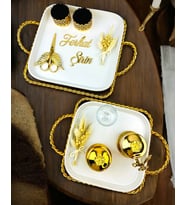 Forever Gold Söz Tepsisi ve Nişan Tepsisi (Beyaz)