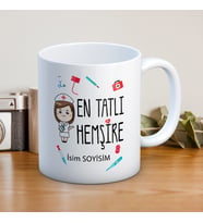 EN TATLI HEMŞİRE BASKILI KUPA BARDAK (KİŞİSELLEŞTİRİLEBİLİR)
