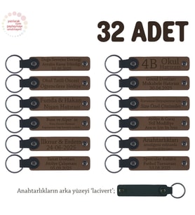 Açık Kahve & Lacivert, Özel Organizasyonlar İçin Üzerine İsim Ve Yazı Yazılabilen, 32' li Anahtarlık